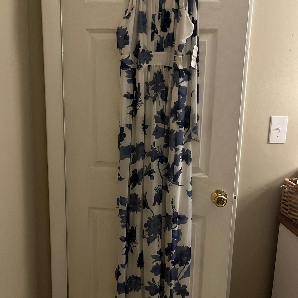 Floral Maxi Dress in Blue and White